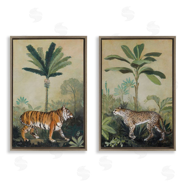 Stupell Industries Julia Purinton | Tiger Cheetah Jungle Forest Wall Art
