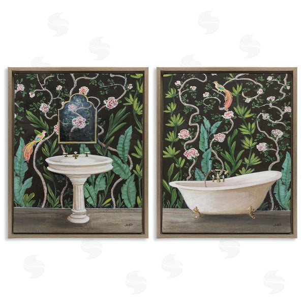 Stupell Industries Julia Purinton | Tropical Patterned Bathroom Wall Art
