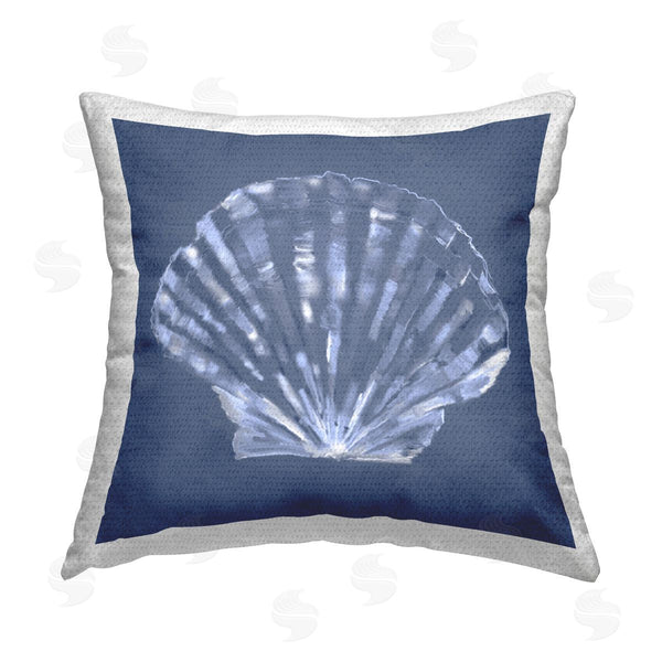Stupell Industries Julie DeRice | Abstract Blue Clam Shell Printed Throw Pillow