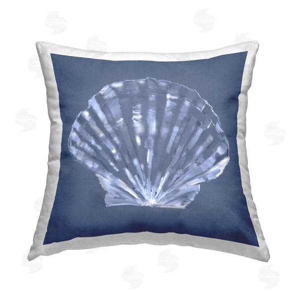 stupell industries Julie DeRice | Abstract Blue Clam Shell Printed Throw Pillow