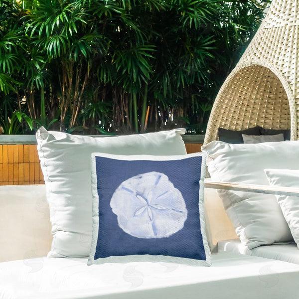 Stupell Industries Julie DeRice | Abstract Blue Sand Dollar Printed Throw Pillow