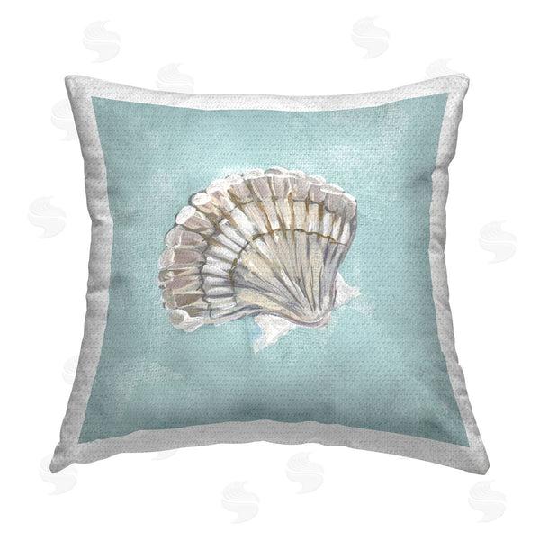 Stupell Industries Julie DeRice | Abstract Clam On Blue Printed Throw Pillow