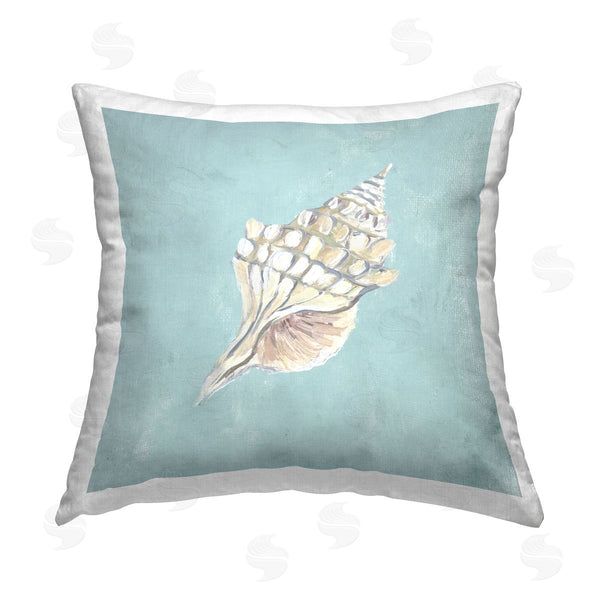 stupell industries Julie DeRice | Abstract Conch on Blue Printed Throw Pillow