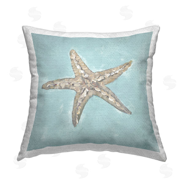 Stupell Industries Julie DeRice | Abstract Starfish On Blue Printed Throw Pillow