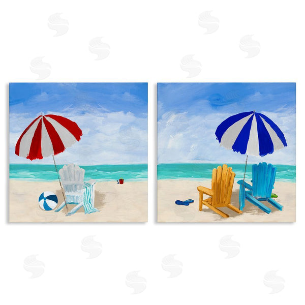 stupell industries Julie DeRice | Beach Chairs at Shore Summer Scene Wall Art