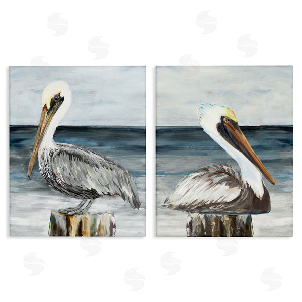 stupell industries Julie DeRice | Beachfront Pelican Log Wall Art
