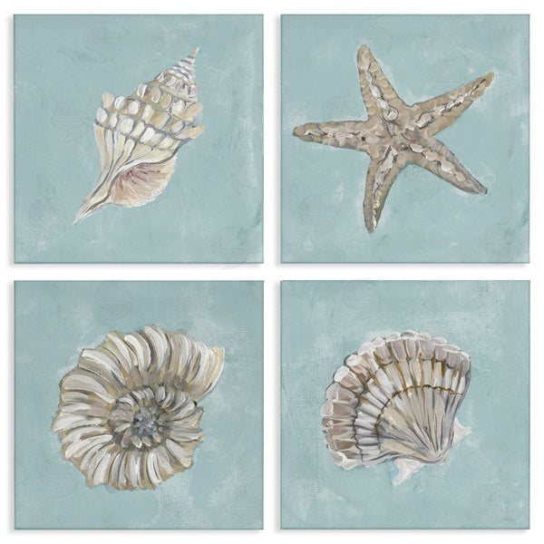 stupell industries Julie DeRice | Beige & Blue Sea Life Wall Art