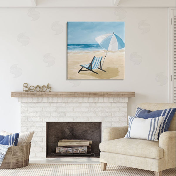 Stupell Industries Julie DeRice | Blue Beach Chair Painting Wall Art