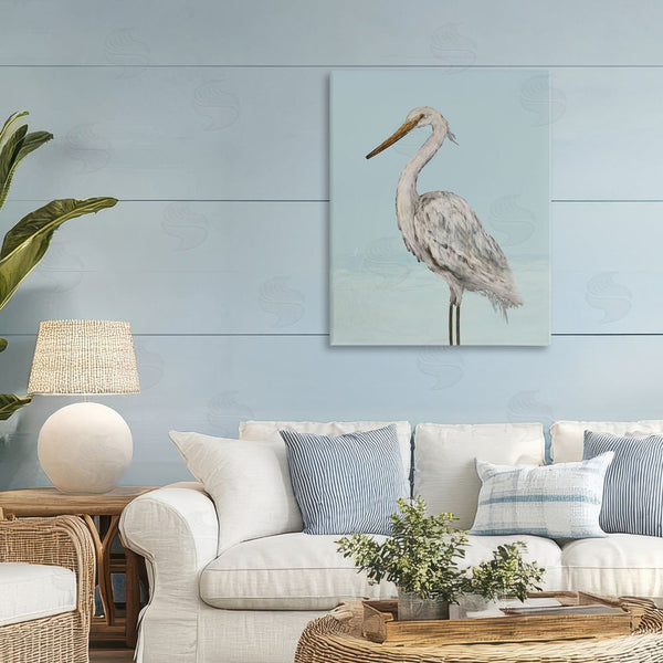 Stupell Industries Julie DeRice | Coastal Heron Muted Blue Wall Art