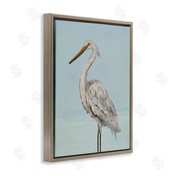 Stupell Industries Julie DeRice | Coastal Heron Muted Blue Wall Art
