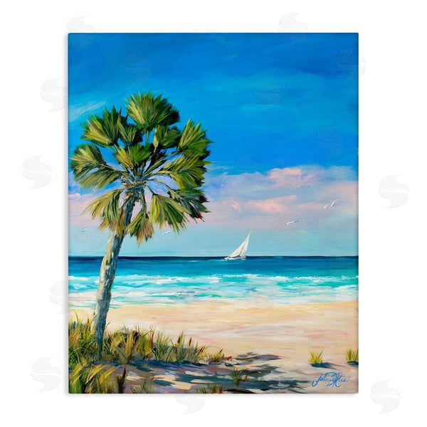 stupell industries Julie DeRice | Coastal Palm Beach Coast Sailboat Cruise Nautical Painting Wall Art