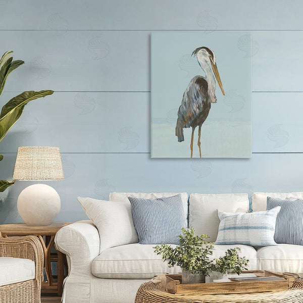 Stupell Industries Julie DeRice | Coastal Pelican Muted Blue Wall Art