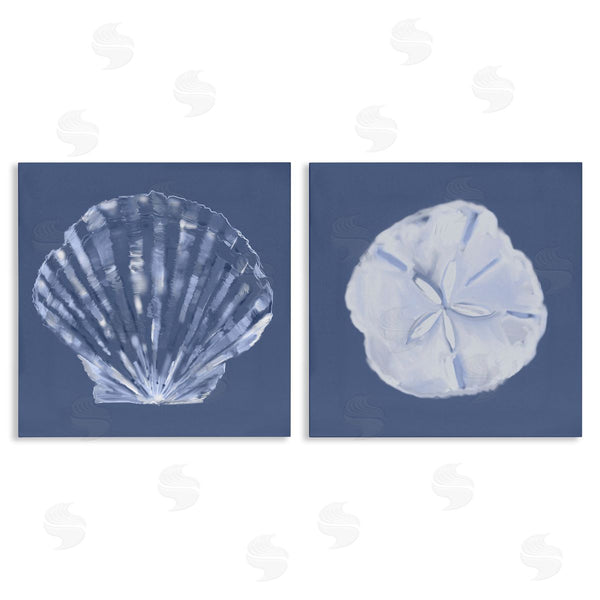 stupell industries Julie DeRice | Denim Sand Dollar & Scallop Wall Art