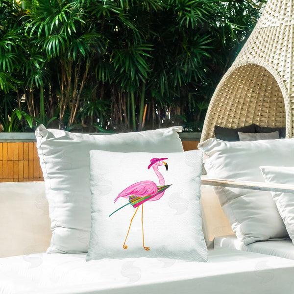 Stupell Industries Julie DeRice | Flamingo With Beach Umbrella Printed Throw Pillow