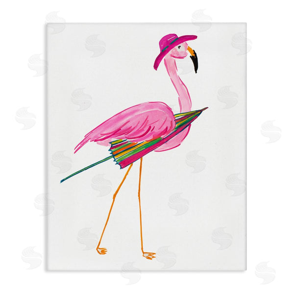 stupell industries Julie DeRice | Flamingo with Beach Umbrella