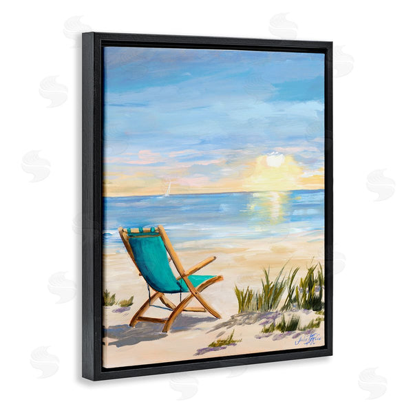 Stupell Industries Julie DeRice | Folding Chair Sunset Beach Landscape Summer Ombre Sky Wall Art