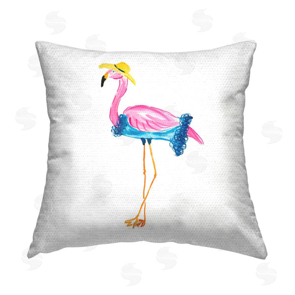 Stupell Industries Julie DeRice | Glamorous Beach Flamingo Printed Throw Pillow