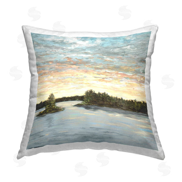 stupell industries Julie DeRice | Lake Scenery Sunrise Printed Throw Pillow