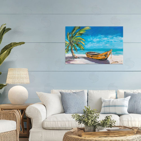 Stupell Industries Julie DeRice | Lost Island Palm & Boat Wall Art