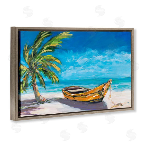 Stupell Industries Julie DeRice | Lost Island Palm & Boat Wall Art