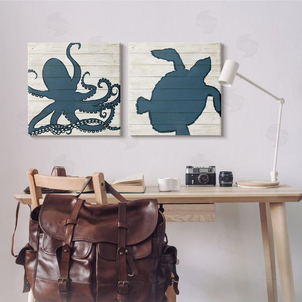 Stupell Industries Julie DeRice | Nautical Aquatic Animals Silhouette Wall Art