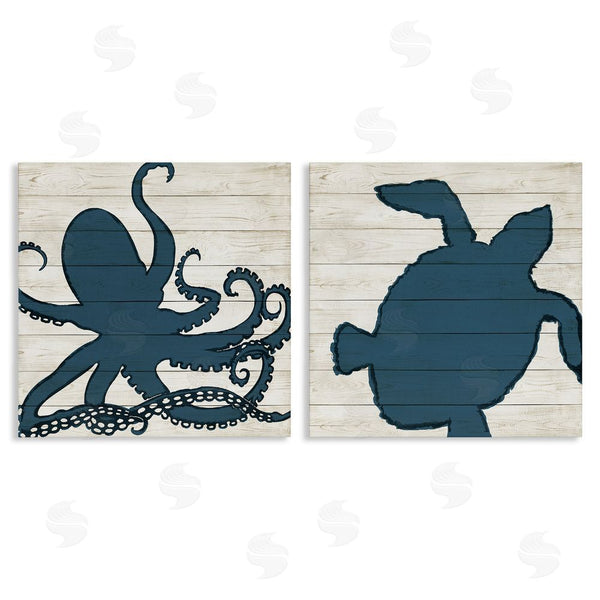 stupell industries Julie DeRice | Nautical Aquatic Animals Silhouette Wall Art