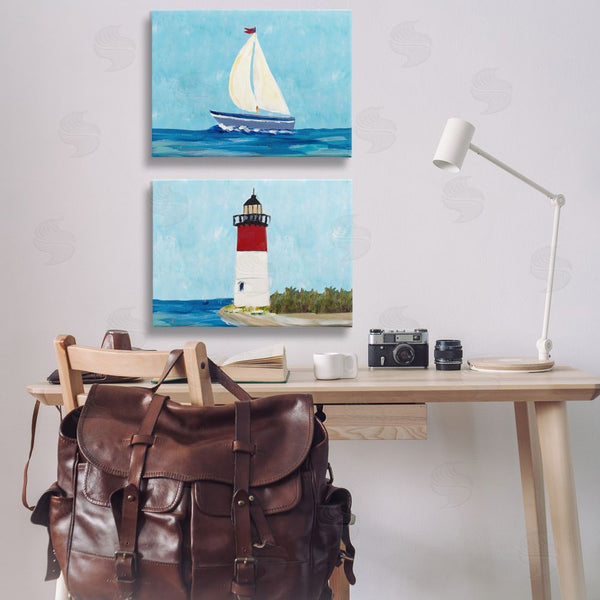 Stupell Industries Julie DeRice | Nautical Sail The Sea Lighthouse Wall Art