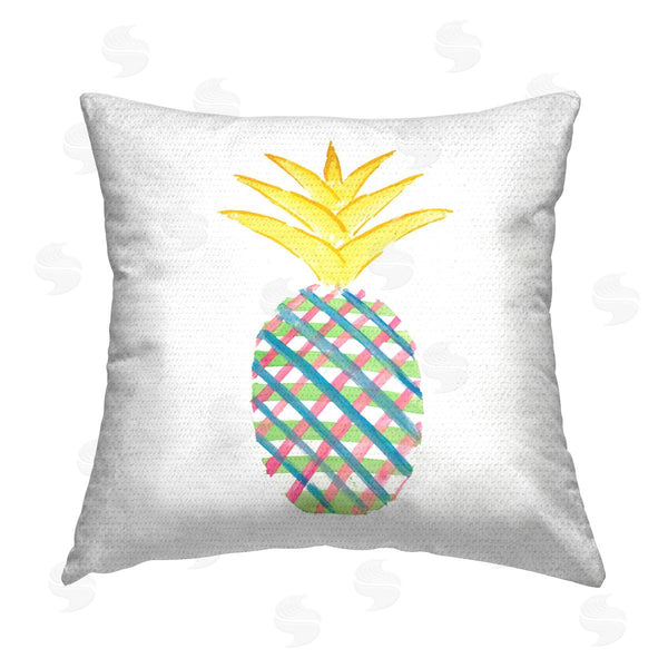 Stupell Industries Julie DeRice | Plaid Patterned Pineapple Printed Throw Pillow