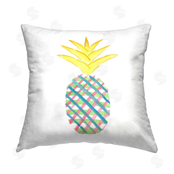 stupell industries Julie DeRice | Plaid Patterned Pineapple Printed Throw Pillow