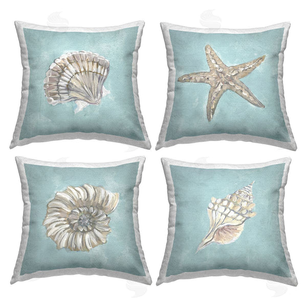 Stupell Industries Julie DeRice | Sea Life On Blue Printed Throw Pillow Set