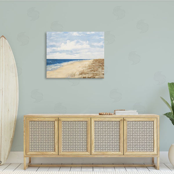 Stupell Industries Julie DeRice | Tall Grass By Nautical Beach Coast Cloudy Sky Wall Art