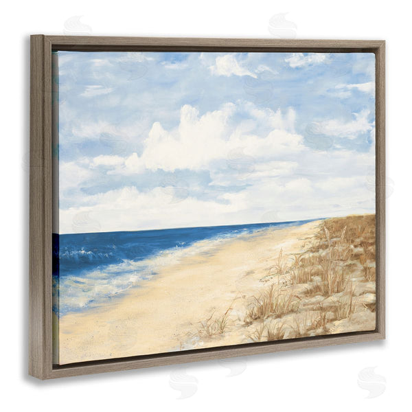 Stupell Industries Julie DeRice | Tall Grass By Nautical Beach Coast Cloudy Sky Wall Art