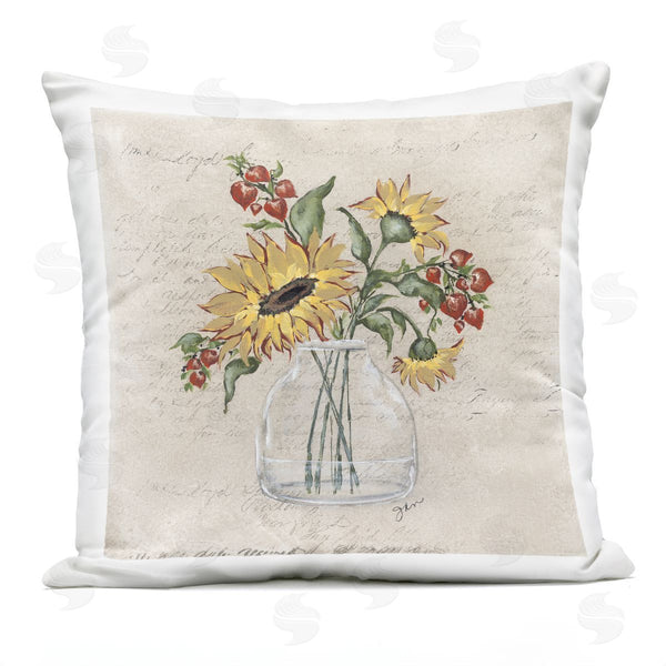 Stupell Industries Julie Norkus | Autumn Sunflowers Vintage Vase Printed Throw Pillow
