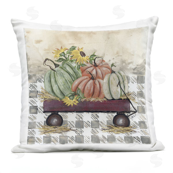 Stupell Industries Julie Norkus | Autumn Wagon Floral Pumpkins Printed Throw Pillow