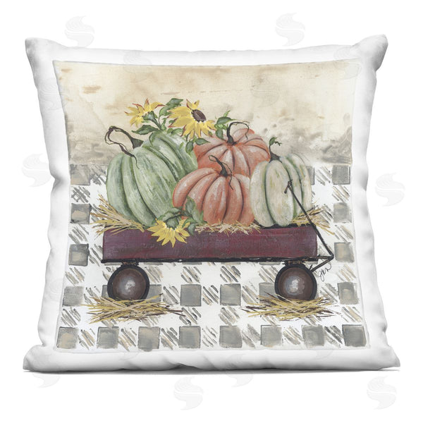 stupell industries Julie Norkus | Autumn Wagon Floral Pumpkins Printed Throw Pillow