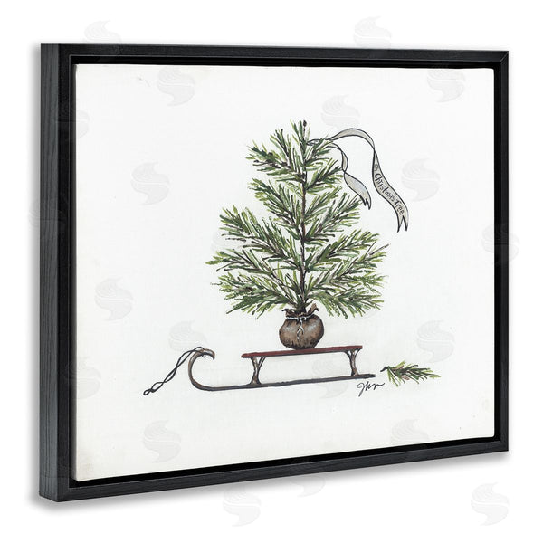 Stupell Industries Julie Norkus | Endearing Christmas Fir Tree Sleigh Festive Ribbon Wall Art