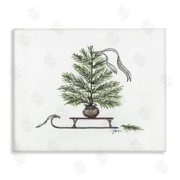 stupell industries Julie Norkus | Endearing Christmas Fir Tree Sleigh Festive Ribbon Wall Art