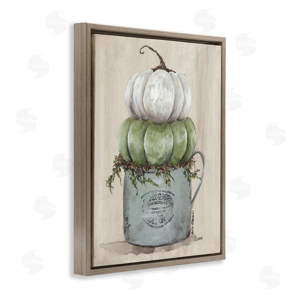 Stupell Industries Julie Norkus | Green White Harvest Pumpkins Country Jar Planter Wall Art