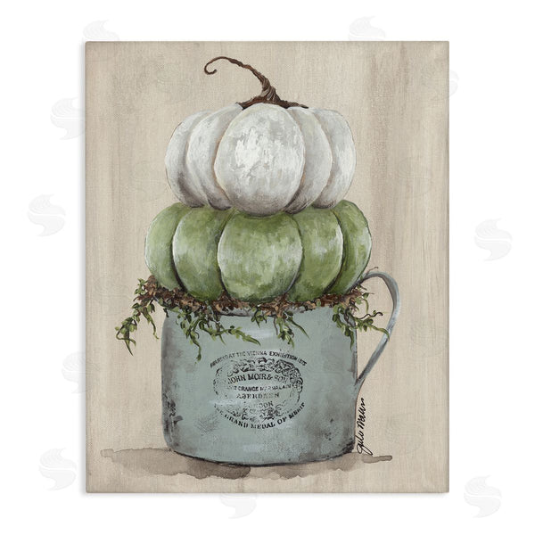 stupell industries Julie Norkus | Green White Harvest Pumpkins Country Jar Planter Wall Art