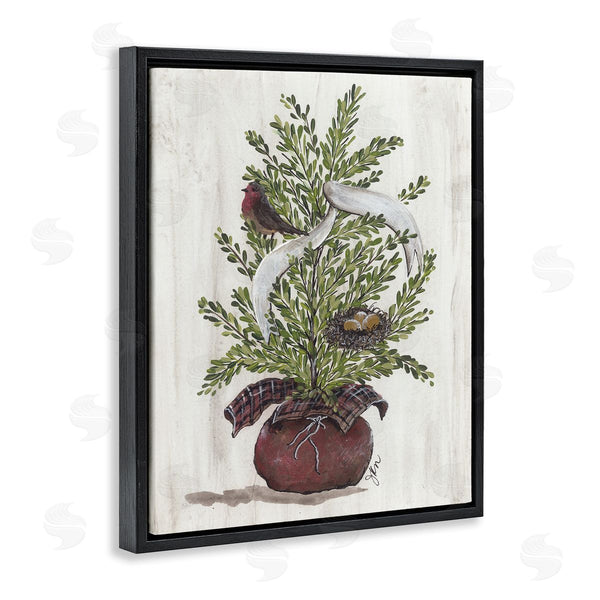 Stupell Industries Julie Norkus | Rustic Bird & Nest Nestled Seasonal Potted Tree Wall Art