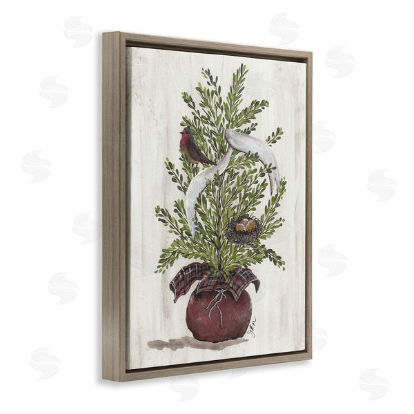 Stupell Industries Julie Norkus | Rustic Bird & Nest Nestled Seasonal Potted Tree Wall Art