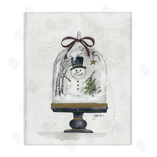 stupell industries Julie Norkus | Snowman Winter Scenery Snow Globe Rustic Detail Wall Art
