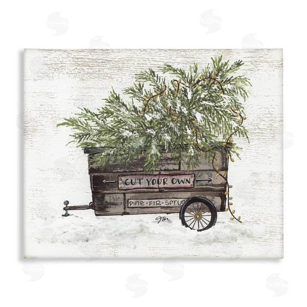 stupell industries Julie Norkus | Winter Wagon with Christmas Tree Wall Art