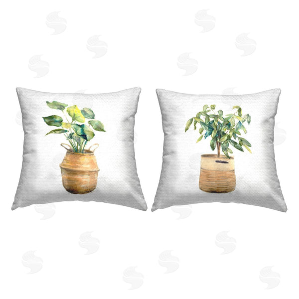 Stupell Industries Julie T. Chapman | Lush Houseplants In Wicker Pots Printed Throw Pillow Set
