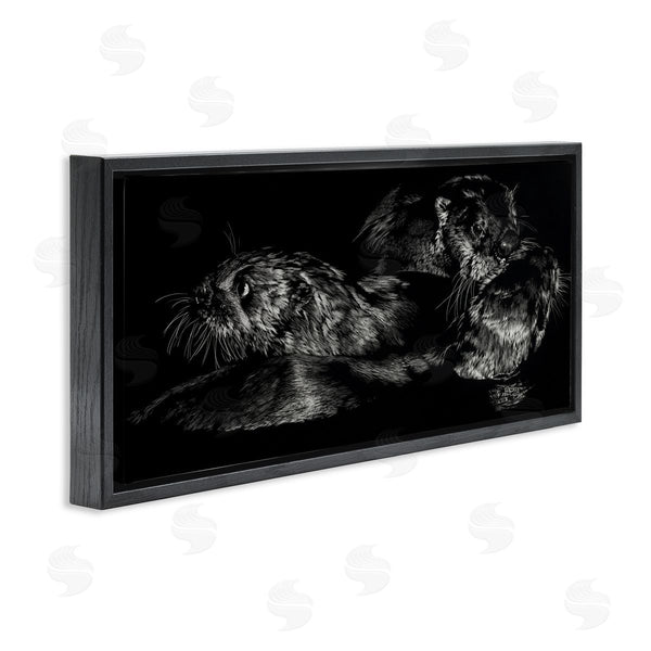 Stupell Industries Julie T. Chapman | Otter Pair Minimal Photograph Black And White