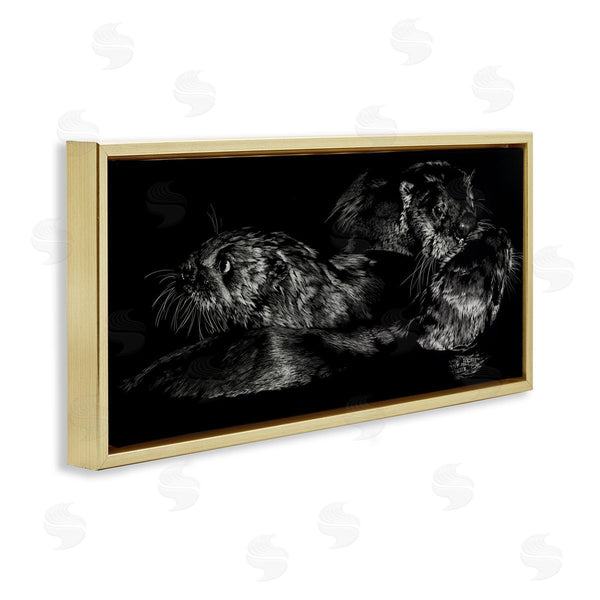 Stupell Industries Julie T. Chapman | Otter Pair Minimal Photograph Black And White