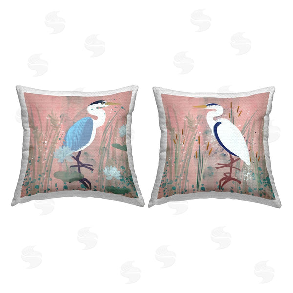 Stupell Industries Juliet Rose Philips | Beach Birds On Pink Printed Throw Pillow Set