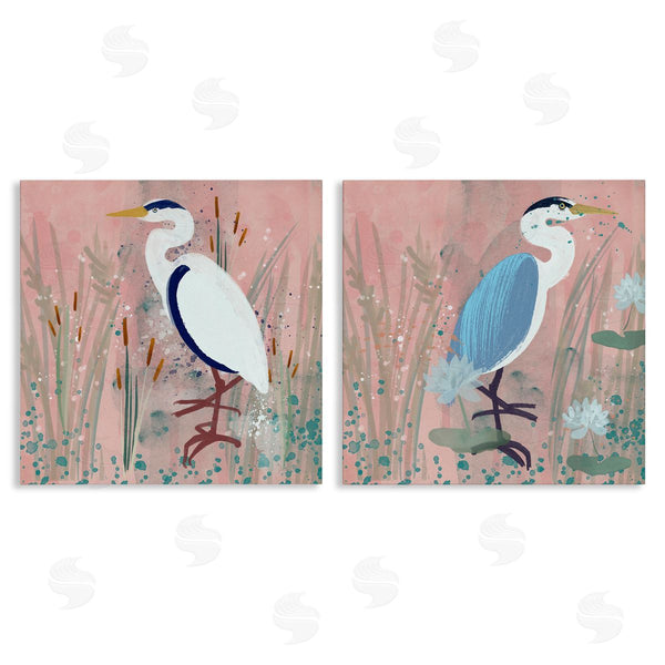 stupell industries Juliet Rose Philips | Blue Heron Egret Cattail Marsh Wall Art