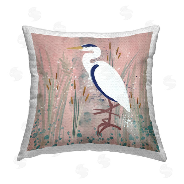 Stupell Industries Juliet Rose Philips | Coastal White Bird Printed Throw Pillow