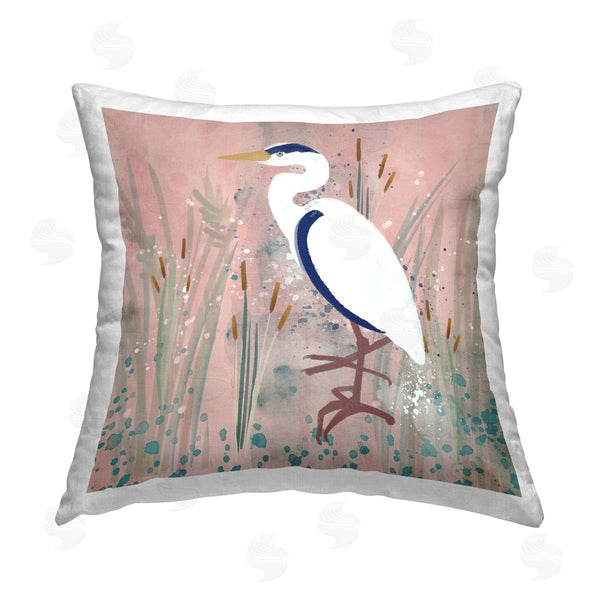 stupell industries Juliet Rose Philips | Coastal White Bird Printed Throw Pillow